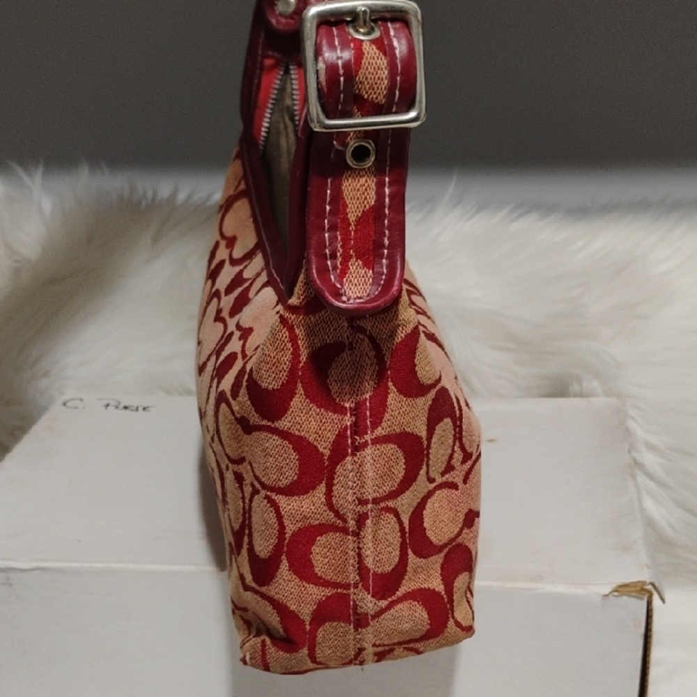 ON HOLD! SALE! RARE! Coach Vintage Signature Red/Tan Shoulder Bag Made In USA - Picture 7 of 12